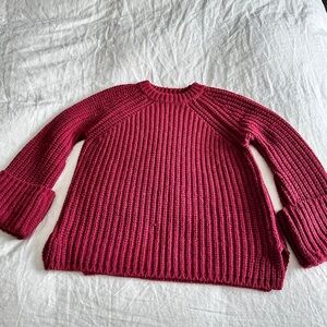 Maje Ribbed Knit Sweater - Deep Red